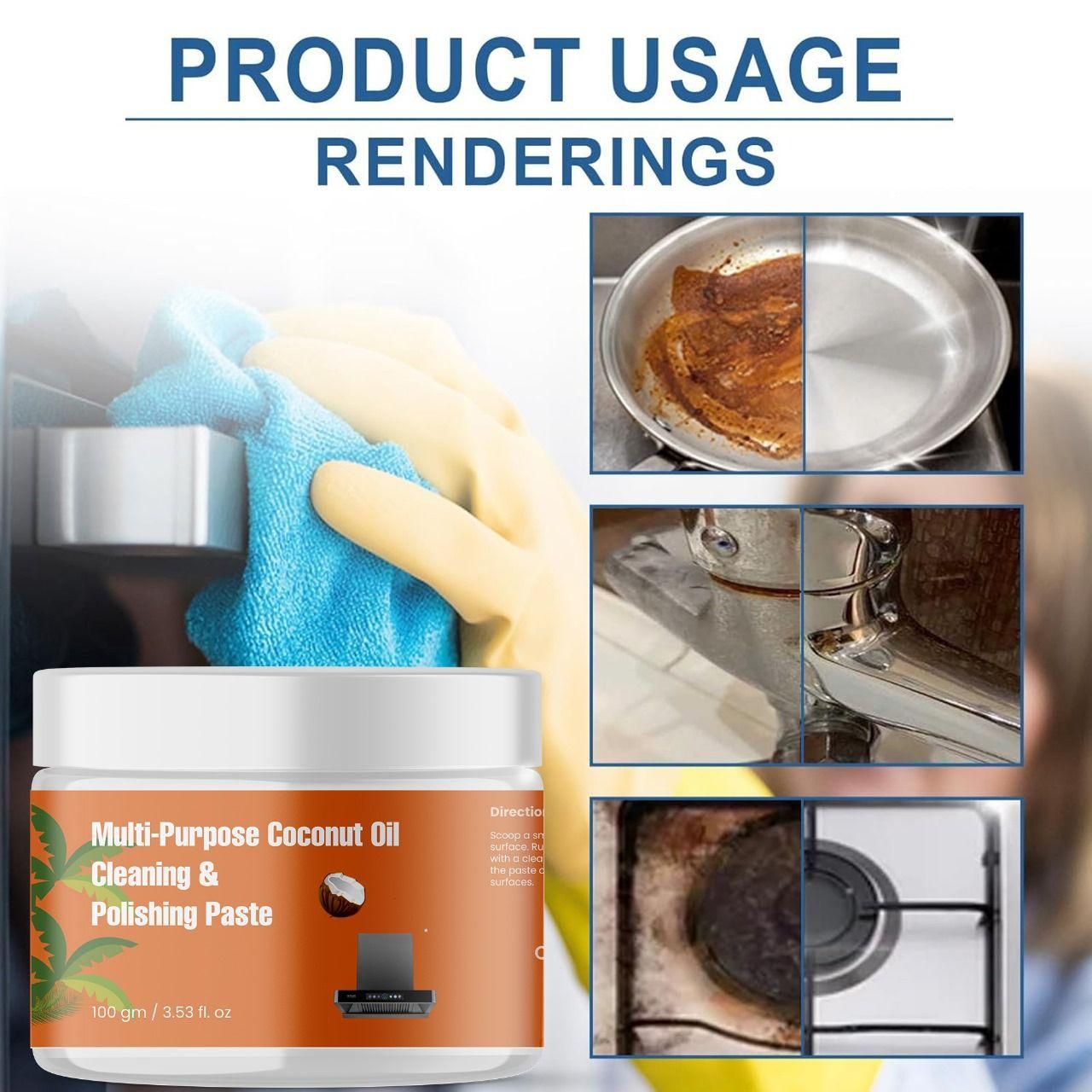 Coconut Oil Kitchen Cleaner Paste 100gram (Pack of 2)