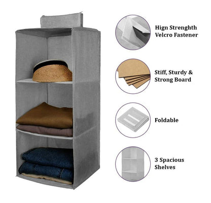 3-Shelf Hanging Closet Organizer